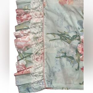 Vtg 80s Utica Stevens Roses Floral No-Iron Twin Ruffle Flat Sheet Lacy 68x94